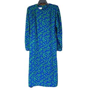 Schrader Sport Vintage Midi Dress. Green/Blue. Long Sleeve. Sz 8